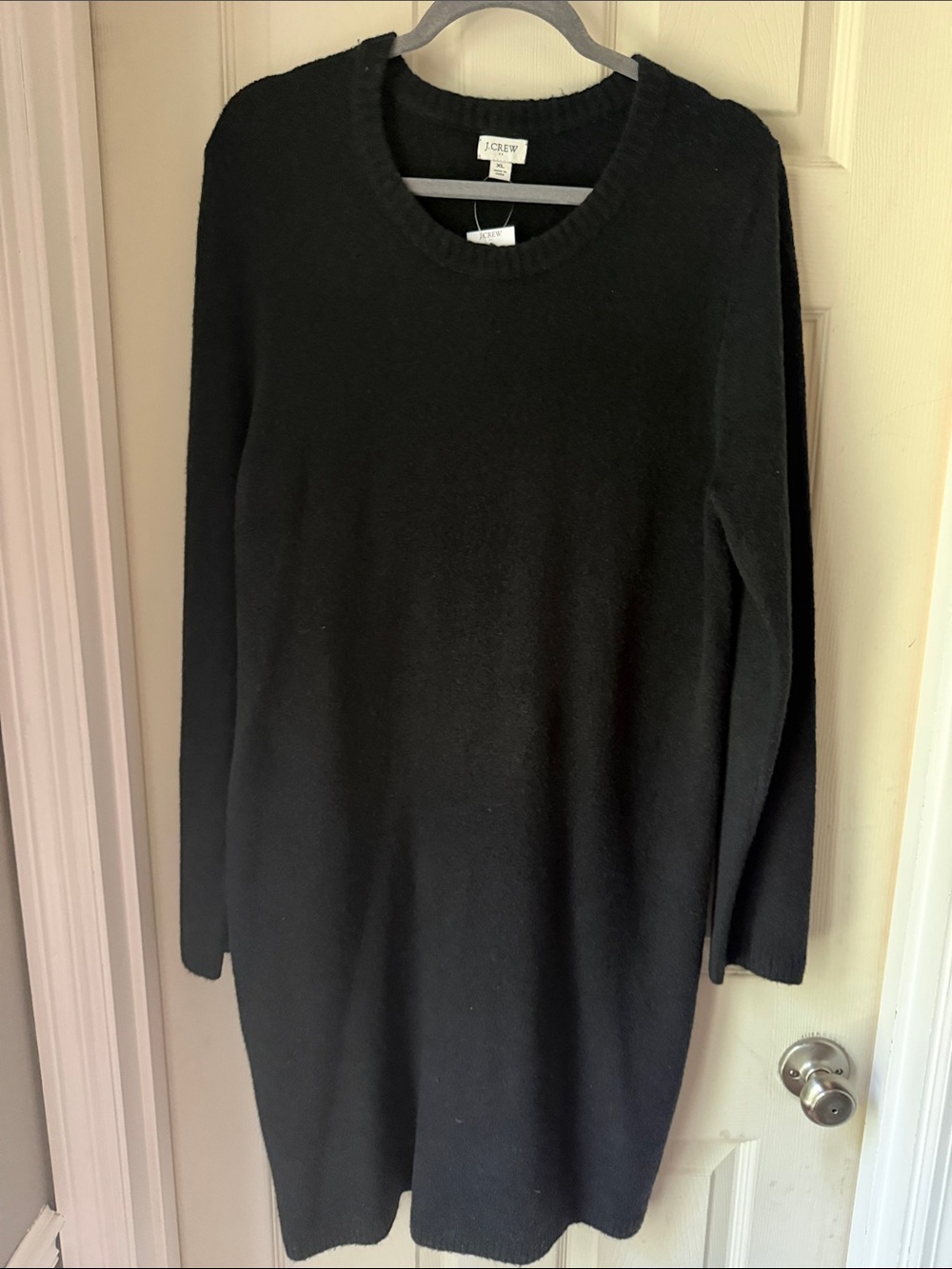 J. Crew Black Crewneck Long-Sleeve Sweater Dress